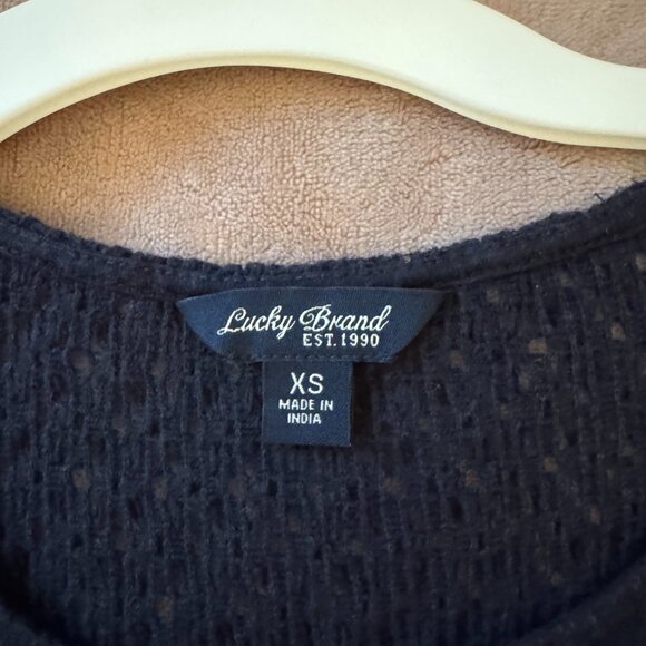 Lucky Brand Navy Babydoll Embroidered Top - Picture 2 of 3